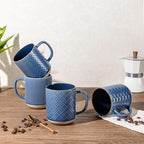 GBHOME Large Coffee Mugs Set of 4, 16oz Handmade Stoneware Coffee Mugs Set with Large Handle for Cappuccino/Latte/Tea/Hot Cocoa, Dishwasher & Microwave Safe, Moonlight Blue