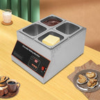 Chocolate Melting Pot, 500W 12kg/26.5lbs Electric Chocolate Tempering Machine, Stainless Steel Commercial Chocolate Melter Food Warmer for Catering Restaurant, 4 Tanks, 32-203°F