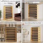 Bambloom Wine Rack Freestanding Floor, Stackable Wine Bottle Storage, Wooden Free Standing Wine Stand Organizer for Kitchen,Cellar. 36 Bottles Wine Holder Display Shelves for Champagne (Bamboo)