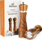 Wooden Salt and Pepper Grinder Set: Refillable Salt & Pepper Mills Adjust for Customized Coarseness, Crafted of Solid Acacia Wood with Ceramic/Stainless Steel Core, 8 Inches Each