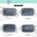 4 Piece Silicone Loaf Pan for Baking Bread, Non-Stick Kitchen Oven Bread Pan, Perfect for Banana Bread, Sandwich Bread, Pound Cake and Meatloaf, 4 Cups, Grey