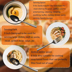 Large Hostess Serving Utensils Set, Stainless Steel Heavy Duty Hammered Serving spoons, Slotted Spoons, Serving Fork, Cake Server, Butter Knife, Dishwasher Safe（Black）