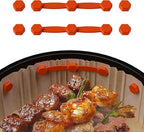 Air Fryer Magnet Silicone Buckle for Holding Down Air Fryer Parchment Paper, Lock Disposable Liners Safely & Prevent Paper to Burn,Orange,2 Set
