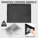Utheer Nonstick Reversible Aluminum Ceramic Griddle 16.3" x 13", 50% Lighter 2-in-1 Flat & Ribbed Grill Griddle, Warp-Resistant, PFAS-Free,100% Recyclable Stovetop Griddle for Gas,Charcoal,Outdoor BBQ