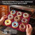 Large Silicone Donut Pan for Baking, 9 Cavity Non-Stick Food Grade Silicone Donut Molds, Doughnut Pan and Bagel Pans for Baking & Kitchen, BPA Free 11.2 x 11.1 Inches, Dishwasher Safe - Red