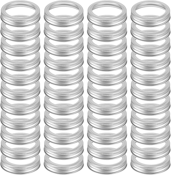 48 Pieces Canning Rings, 70MM Silver Split-Type Rustproof Tinplate Metal Canning Rings for Mason Jar, Reusable Leak Proof Replacement