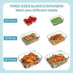Vtopmart 2.26L/76oz Extra Large Glass Food Storage Containers with Lids, 6 pack Meal Prep Container Set, Airtight Lunch Boxes with Snap Locking Lids for Microwave, Oven, Freezer, Dishwasher