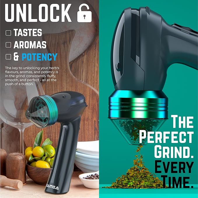 Mamba Original 1g Gray USB Electric Herb Grinder. Small Portable Metal Herbal Grinder Machine & Spice Mill for the Kitchen