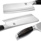 WILDMOK Meat Cleaver Knife, 7 Inch Heavy Duty Bone Chopper, German Stainless Steel Butcher Knife with Black Pakkawood Handle, Chinese Cleaver for Kitchen