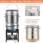 ARC 64QT Stainless Steel Seafood Boiling Turkey Fryer Kit with Strainer and Propane Stove with 200,000BTU, Stainless Steel Crawfish Boil Pot and Burner for Outdoors Cooking and Steaming, Non-Assembly