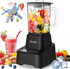 Smoothie Blender, Facelle Countertop Blender for Kitchen, 55 oz Glass blender for smoothies and Shakes, Licuadora, Smoothie maker with touchscreen 3+P Speeds, Cleaning brush ＆ removable SS304 blade