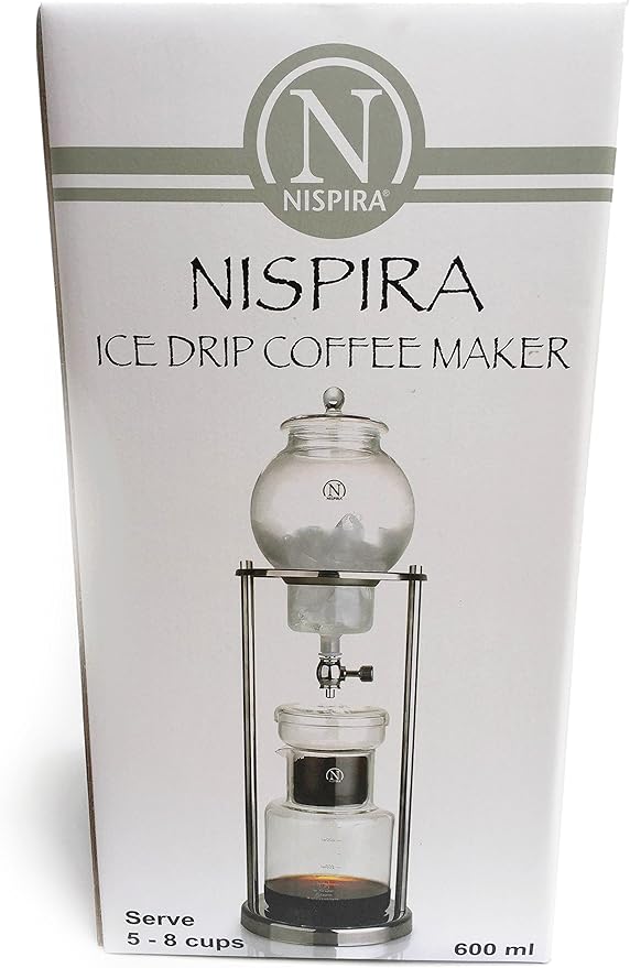 Nispira Luxury Ice Cold Brew Dripper Coffee Maker in Stainless Steel and Borosilicate Glass, 600 ml Silver