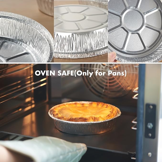 CURTA 50 Pack 9" Disposable Aluminum Foil Pans with Paper Lids | Great for Broiling, Baking, Storage, Roasting, Takeout, Air Fryer