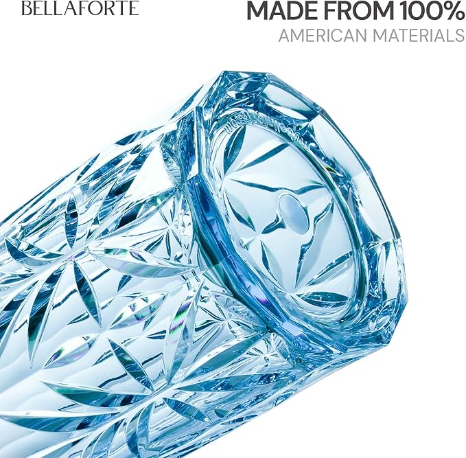 BELLAFORTE Shatterproof Tritan Tall Tumbler, Set of 4, 18oz - Myrtle Beach Drinking Glasses - Unbreakable Plastic Drinking Glasses for Gifting, Parties, New Year - BPA Free - Dishwasher Safe - Blue