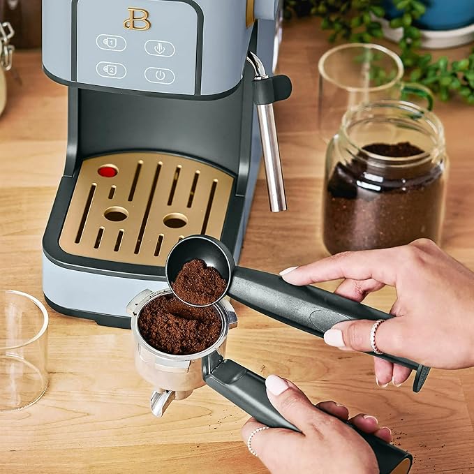 Beautiful 20-Bar Slim Espresso Machine | Single & Double Shot Programmable Brewing, Compact 4.7-in Width, Stainless Cup Warmer, Auto Shut-Off, 50 oz Tank (Cornflower Blue)