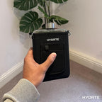 Travel Water Bottle | Flat With Strap | Leak Proof Slim for Travel | BPA Free Flask | Ultimate Square With Sleeve 18 oz (Nero Black)