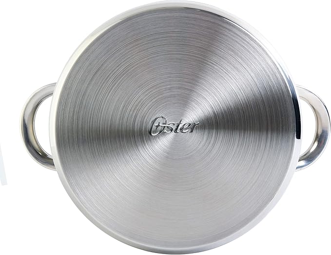 Oster Sangerfield 5-Quart Stainless Steel Pasta Pot Set with Steamer Basket and Lid – Durable Kitchen Cookware for Boiling and Steaming