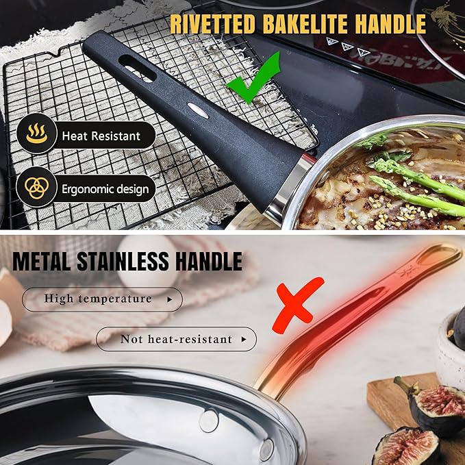 Meythway 𝐔𝐏𝐆𝐑𝐀𝐃𝐄 Stainless Steel Cookware Set Non Toxic, 14PCs Stainless Steel Pots and Pans Set with Stay-Cool Handles, Kitchen Induction Cookware with Steamer, Utensil Sets and Pot Protectors