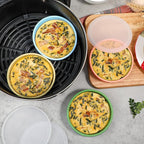 Webake 4 Inch Silicone Air Fryer Egg Molds with Lids, 4 oz Creme Brulee Dishes Shallow Ramekins, Food Storage, Microwave Egg Poacher, Set of 4