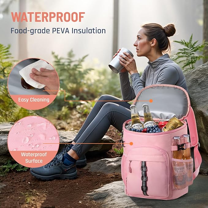Cooler Backpack, Lightweight and Large Capacity Soft Backpack Cooler, Leak Proof Cooler Bag for Men Women