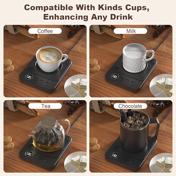 Coffee Mug Warmer for Desk, Electric 36W Coffee Cup Warmer with Auto Shut Off/Timer for Office Home, Smart Coffee Cup Mug Heater for Warming and Heating Beverage,Candle,Tea,Coffee Gifts,Black