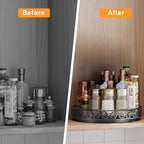 Lazy Susan Turntable Organizer, 13 inch Large Rotating Spice Rack Lazy Susan for Dining Table Top Cabinet Countertop Pantry Kitchen Cupboard Bathroom Black