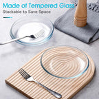 NUTRIUPS 6 Pack 7in Small Glass Plates - with Lipped Edge - Clear Glass Plate, Tempered Glass Plates Set of 6, Clear Dessert Plate, Dishwasher & Microwave Safe