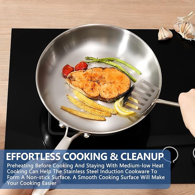 Nuwave Pro-Smart 9pc Stainless Steel Cookware Set, Heavy-Duty Tri-Ply 3.1mm Thickness, 18/10SS, Space Saving Nestable Design, Stay-Cool Handles, Induction-Ready, Works on All Cooktops, 20Yeär Wärranty