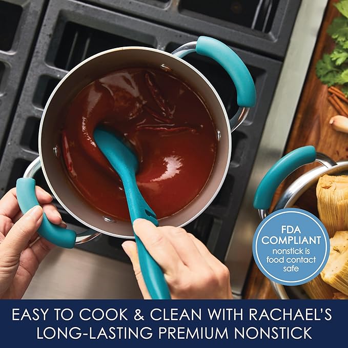 Rachael Ray Cucina Hard Porcelain Enamel Nonstick Multi-Pot / Steamer Set, 3-Quart, Agave Blue - 16799