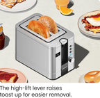 Chefman 2-Slice Digital Toaster, Pop-Up, Stainless Steel, Extra-Wide Slots For Bagels, Defrost, Reheat, Cancel Functions, Removable Crumb Tray