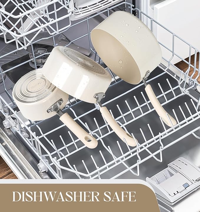 MICHELANGELO Nonstick Sauce Pan Sets, Ceramic Saucepan with Lid, Multipurpose Pot with Lid, Non-Toxic Saucepans, Induction Compatible, 2QT, White