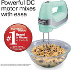 Hamilton Beach Professional 5-Speed Electric Hand Mixer with Snap-On Storage Case, QuickBurst, Stainless Steel Twisted Wire Beaters and Whisk, Mint (62658)
