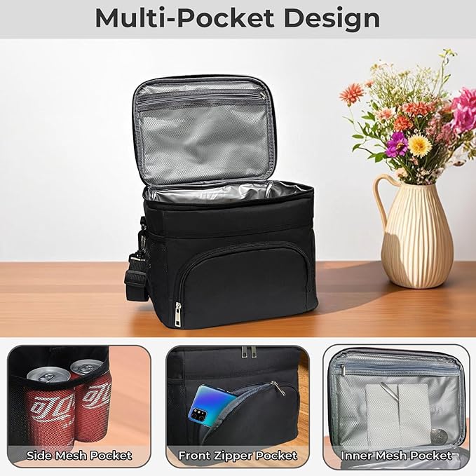 24 Cans/15L Insulated Lunch Bag for Women Men Adults Fit and Fresh Lunchbox Containers Soft Lunch Tote Cooler Bag for Work Home Outdoor Travel Hiking Picnic Beach with Adjustable Straps
