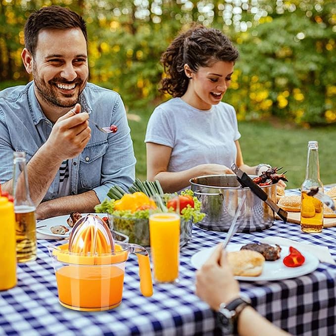 Citrus Lemon Orange Juicer Manual Hand Squeezer, Fruit Juicer Lime Press with Built-in Measuring Cup and Grater and Egg separator, Non-Slip Silicone Handle, 20OZ