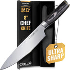 Cutluxe Chef Knife – Ultra Sharp 8" Japanese Kitchen Knife, High Carbon Stainless Steel Blade, Full Tang Pakkawood Handle – Shinobi Series