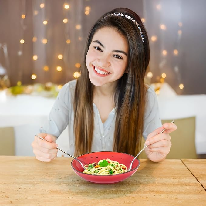 Esfour 8 Inch Porcelain Pasta Bowl, 16 Ounces Salad Bowls, Microwave & Dishwasher Safe, Sturdy & Stackable, Set of 6 Ceramic bowls Plates Set, Wide Shallow salad Bowls Set, Vivid Assorted Colors