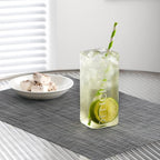 LEXMORE PVC Woven Placemats 4 PCS Wipeable Indoor/Outdoor Table Mats Washable Vinyl Place Mats for Dining Table, Set of 4-Dark Gray