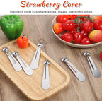 6 Pcs Tomato Stem Corer Strawberry Pitter Baller Practical Stainless Steel Huller Kitchen Tool Fruit Vegetable Stem Remover