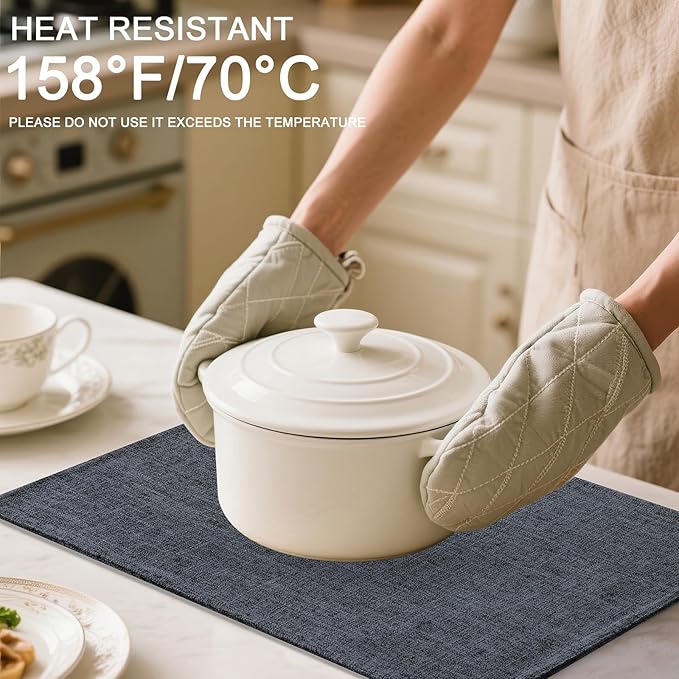 Homaxy Cloths Placemats for Dining Table Set of 8, Heat Resistant Washable Cotton Linen Blend Table Mats, Easy to Clean Place Mats for Indoor Outdoor Party Kitchen Decoration, 13" x 19", Charcoal Gray