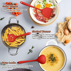 Kitchen Cooking Utensils Set with Holder, Homikit 15-Piece Silicone Spatula Set for Nonstick Cookware, 446°F Heat Resistant Spoon Turner Tong Whisk Brush for Cooking and Baking-Red