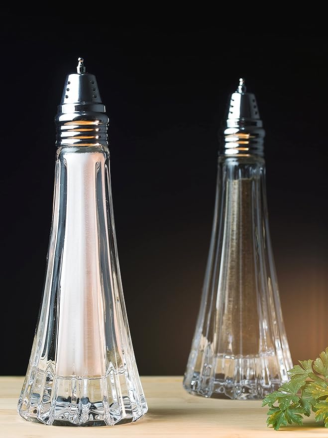 Salt and Pepper Shaker Set - Spice Dispenser Set - Cut Crystal - Large Beautiful Shakers - 7.5" H - Made in Europe - by Barski