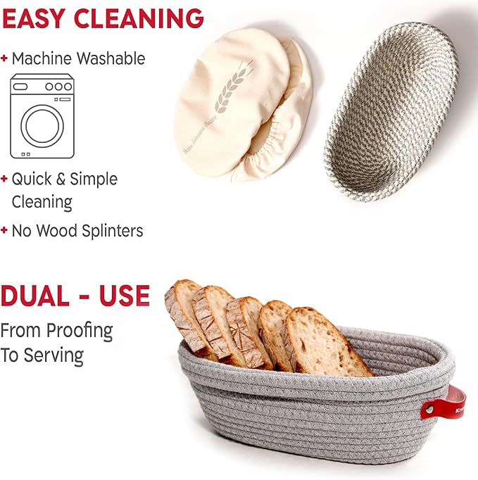 Sourdough Starter Kit (PRO 34oz Jar, 2xOval baskets, Red Bread Lame)