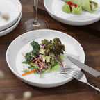 8-Inch Stoneware Plates Set of 4 - Porcelain Dinner Plates - Microwave and Dishwasher Safe, Ceramic Plates Set,Scratch Resistant. Kitchen Porcelain Dish,White(Brown Bottom)