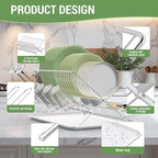 Dish Rack with Drip Tray, Stainless Steel 3-Tier Collapsible Drainer Dish Drying Rack for Kitchen Counter, Sink, Countertop,Cutlery, Dishes Utensils Flatware Holder Set, Reversible Cup Draining Rack