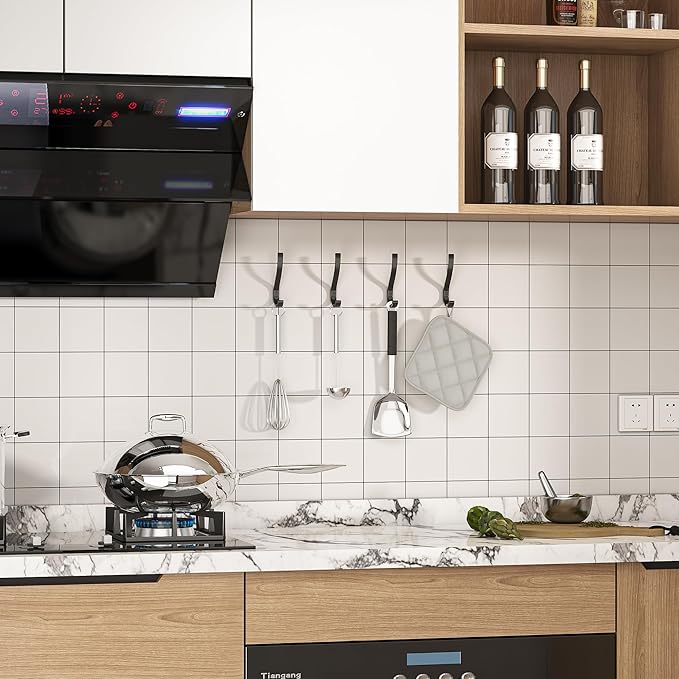 6-Pack Heavy Duty Coat Hooks for Wall Mount - Durable Wall-Mounted Hooks for Hanging Coats, Backpacks & Bookbags, Rust-Resistant Coat Hanger Hooks for Entryway, Garage, Dorm