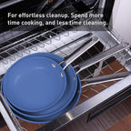 MsMk Blue 8" + 9.5" + 11" Ceramic Non Stick Frying Pans Sets, PFOA Free Non-Toxic, Scratch-resistant, Oven-Safe, Induction Ready, Compatible with All Cooktops