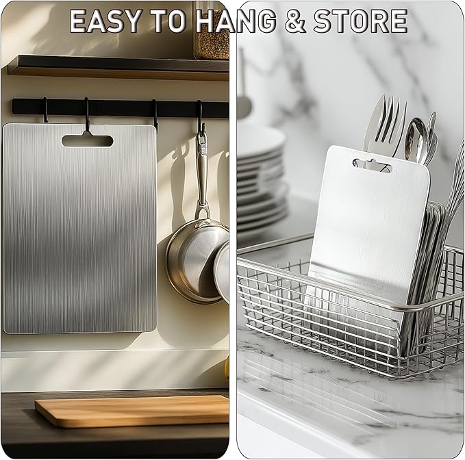 Titanium Cutting Board - Cutting Boards for Kitchen, Double-sided Food-grade Titanium Chopping Boards Perfect For Cutting Meats, Fruits, Vegetable (18"L x 12"W)