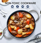 MICHELANGELO 6 Quart Stock Pot with Lid, Non Toxic Cooking Pot, Ceramic Soup Pots with Lid, Non Stick Pot with Stainless Steel Handle, Induction Compatible