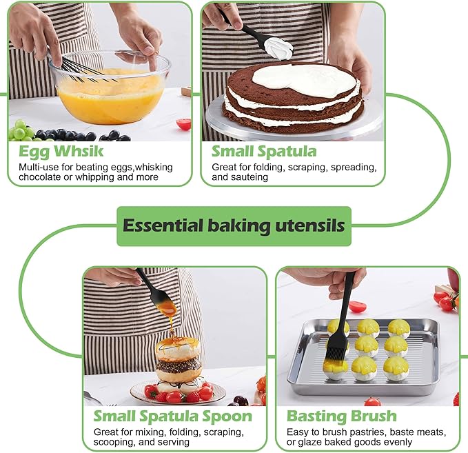 Silicone Cooking Utensil Set, Homikit 15pcs Kitchen Utensils with Holder for Nonstick Cookware, Heat Resistant Nontoxic Silicone Spatula Set Dishwasher Safe Kitchen Tools for Baking-Black