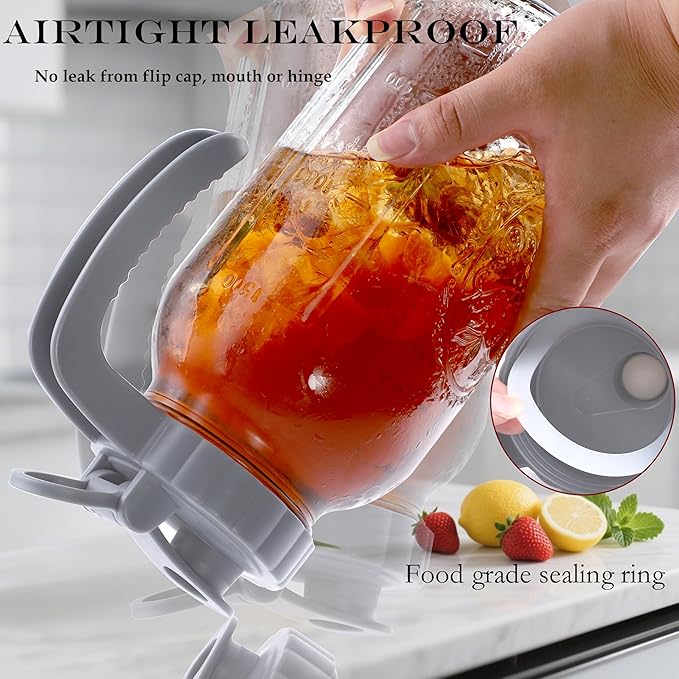 64 Oz Glass Mason Jar Water Pitcher With Lid Half Gallon Wide Mouth Sun Tea Pitchers 2 Quart Cold Brew Hot Water Jug Carafe For Coffee,Lemonade, Beverage,Milk,Juice Container For Refrigerator